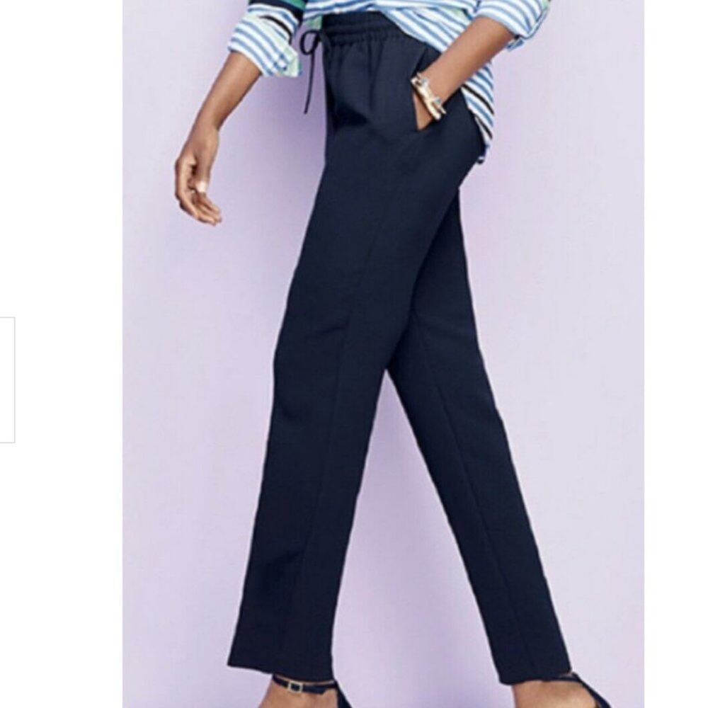 Talbots Black Crepe EASTPORT Elastic Waist Drawstring Tie Pants SMALL